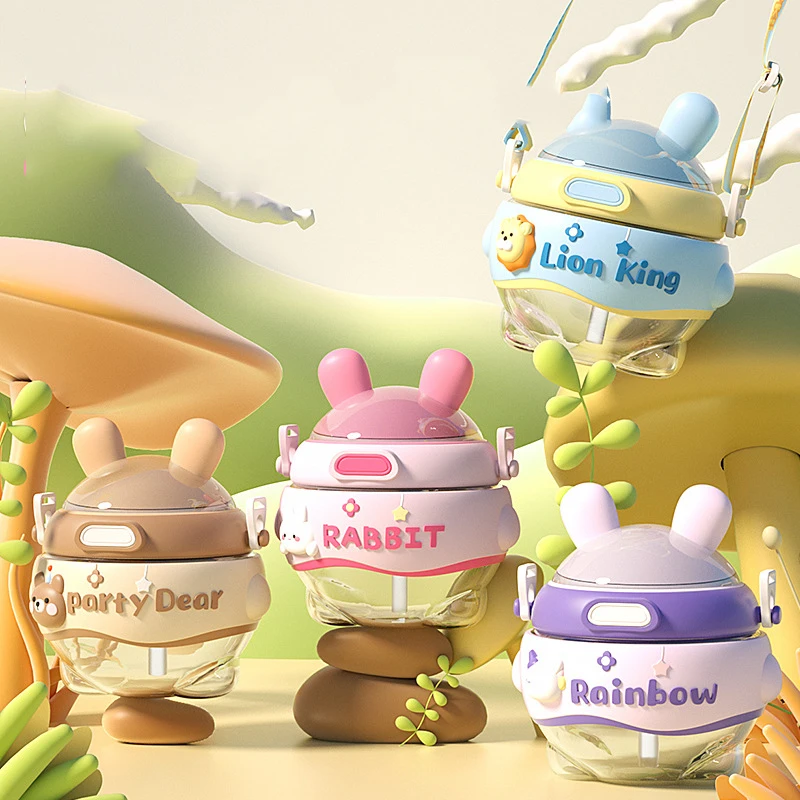 HYB OEM verre Rabbit shape portable kids water bottle for school