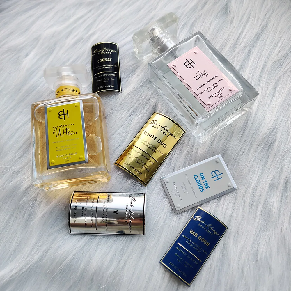 custom adhesive label sticker perfume bottle private label perfume luxury logo aluminum stickers embossed personalized label