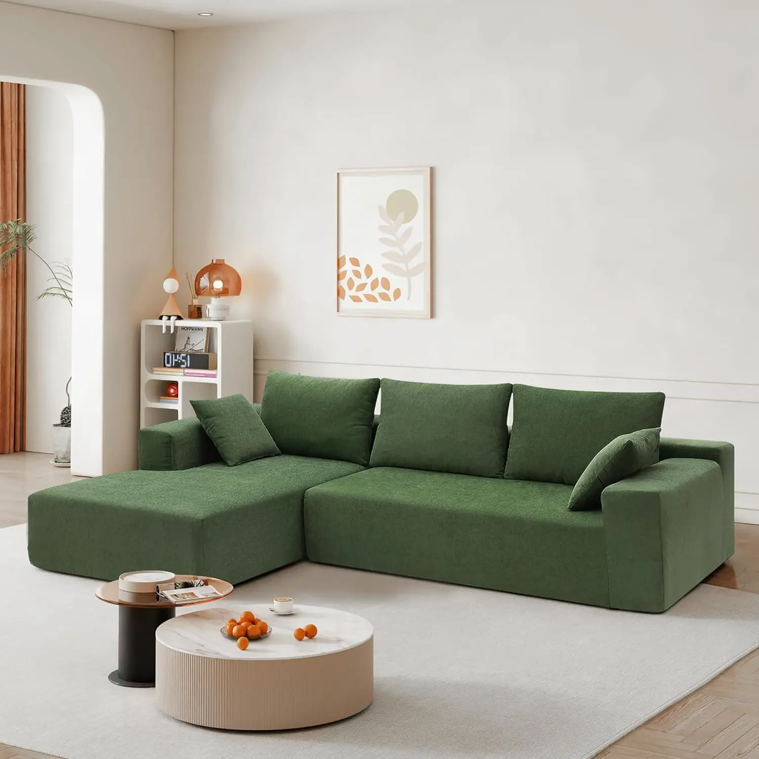 NOVA Modular Sectional Couch Sets Furniture L Shape Living Room Lounge Sofas With Chaise Corduroy Vacuum Compression Corner Sofa