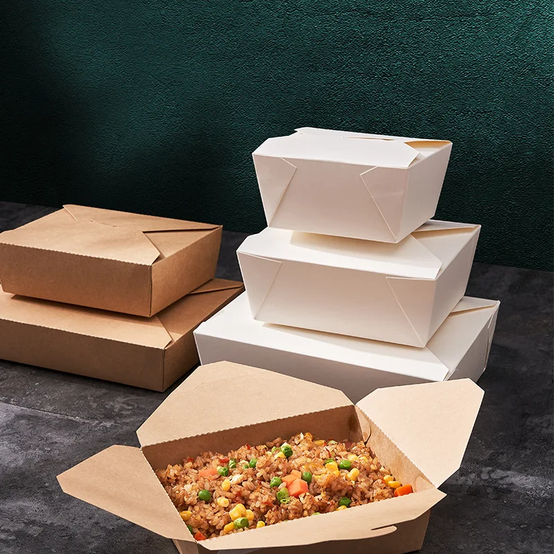 Customize print logo Hamburg fried chicken packaging box set disposable white cardboard meal box packaging for lunch paper box