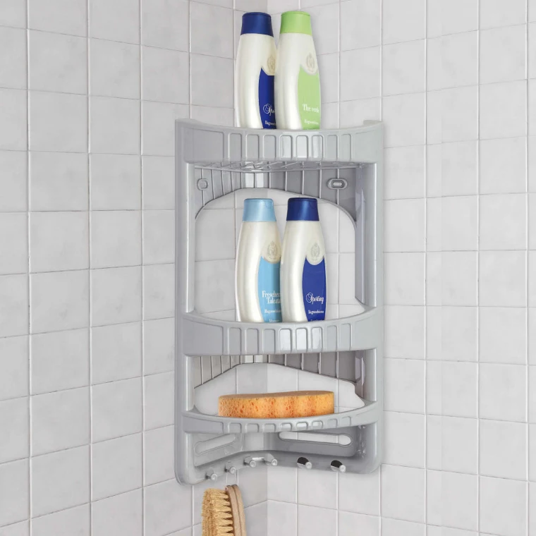 2 tiers  plastic shower caddy storage rack wall bathroom corner shelves organizer bathroom corner storage shelf