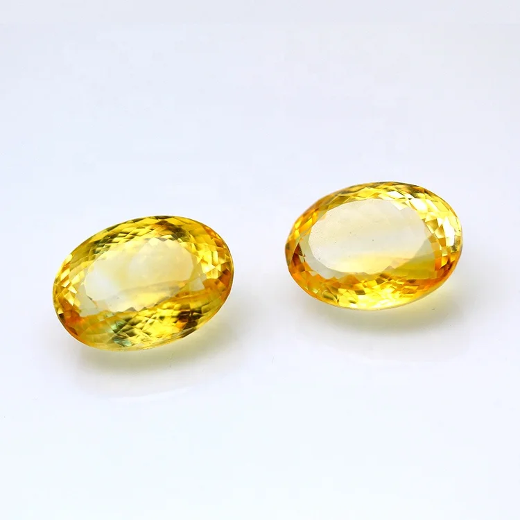16.8CT Large Sizes Brilliant Cut Oval Bead Natural Yellow Topaz Citrine Crystal Stone Quartz Mineral Gemstone of Blue Color