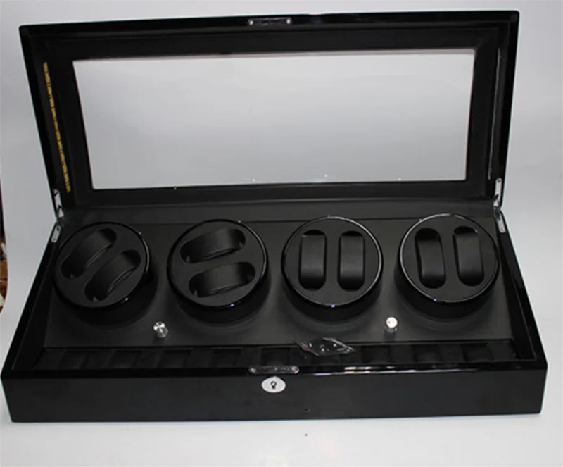 Automatic Rotation Watch Winder Box Mabuchi Motor Black Glossy Lacquer Wooden 8+12 Watch Shaker