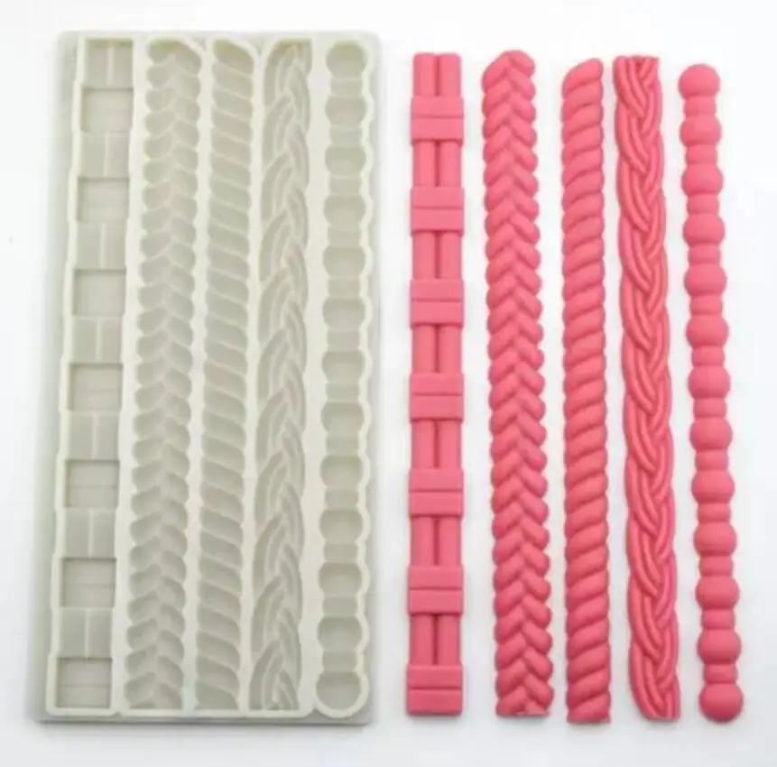 s186 rope stripe 5 line string pearl border Silicone Mold Sugarcraft DIY Chocolate Baking Tools Cake Fondant tool Decoration