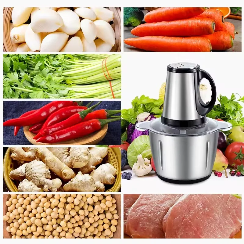 Home Kitchen Chopper Food Grinders Cheap Stainless Steel Small Best Meat Chopper Automatic 2L 3L Electric Meat Grinder for Sale