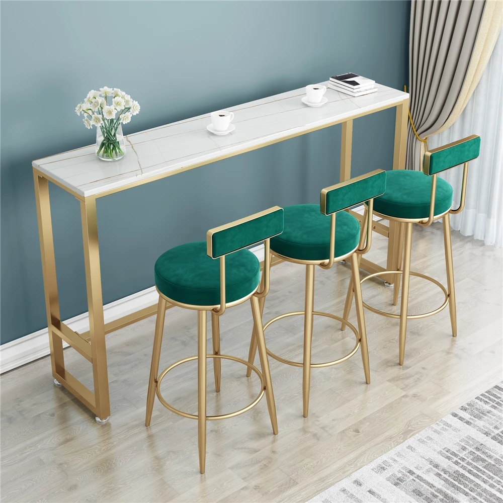 
2021hot seller Bar Stools Nordic Metal Luxury Gold Velvet Kitchen Leather High Modern Chair Furniture Bar Stools With Back 