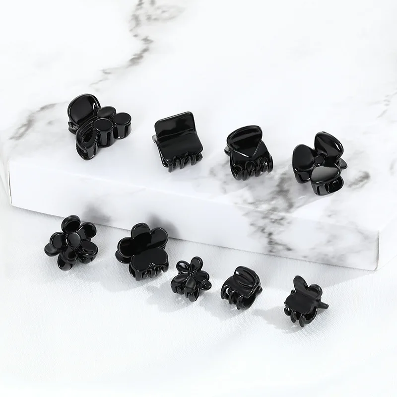 Black Mini Plastic Hair Claw Acrylic Tiny Hair Clips For Girls Hair Accessories