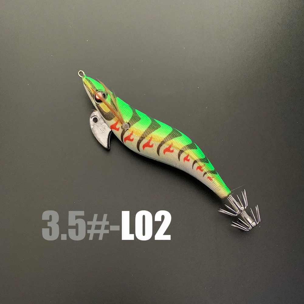 Ancient Hunter TYYD-1002 3.5#-21G  luminous Squid Jigs fishing lures Artificial Bait Wood Shrimp