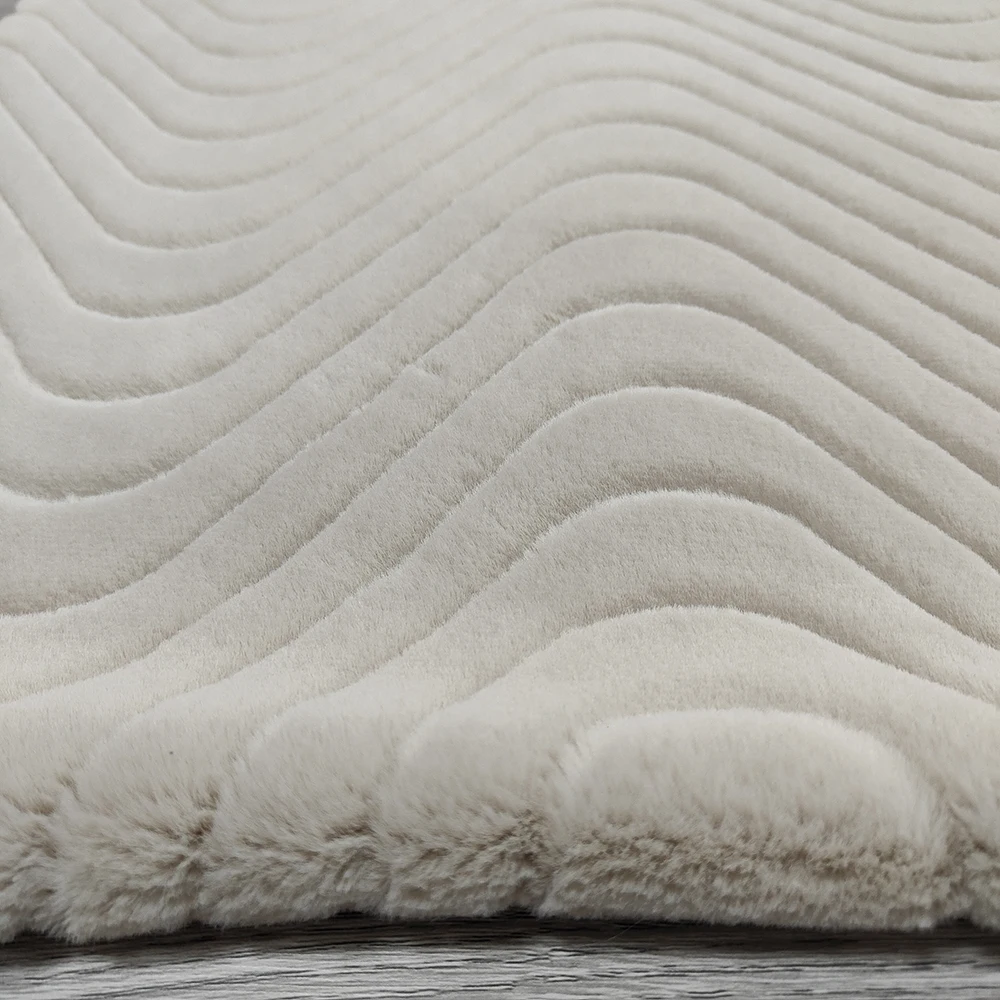 Custom 100% Polyester Knitted W Wave Pattern Faux Rabbit Fur Fabric Fake Fur for Garments Home Textiles Toys Auto Upholstery