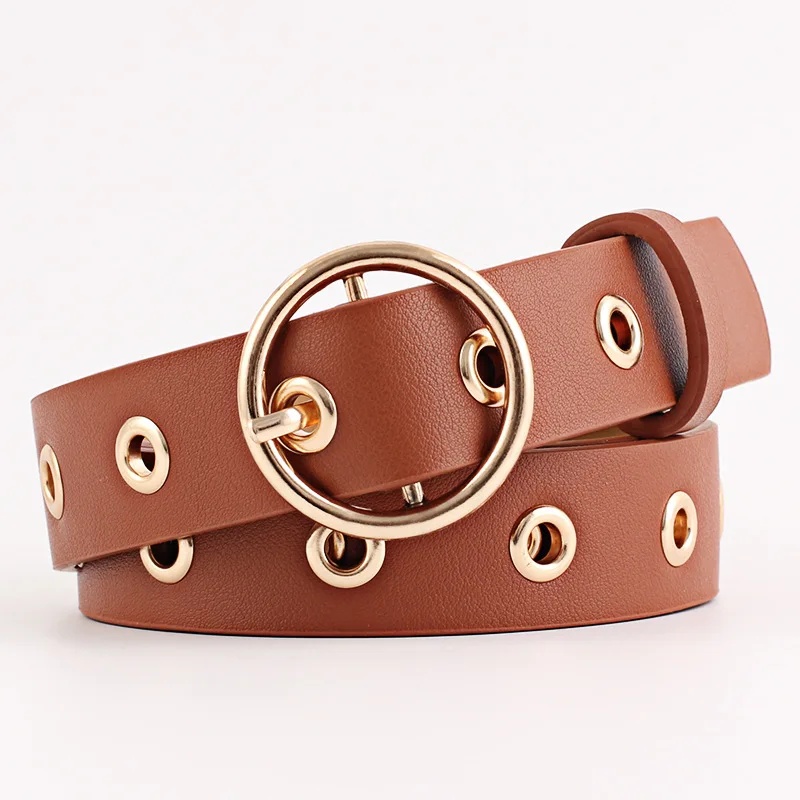 Ladies Round Buckle Wide Leather Aesthetic Punk Belt Decoration