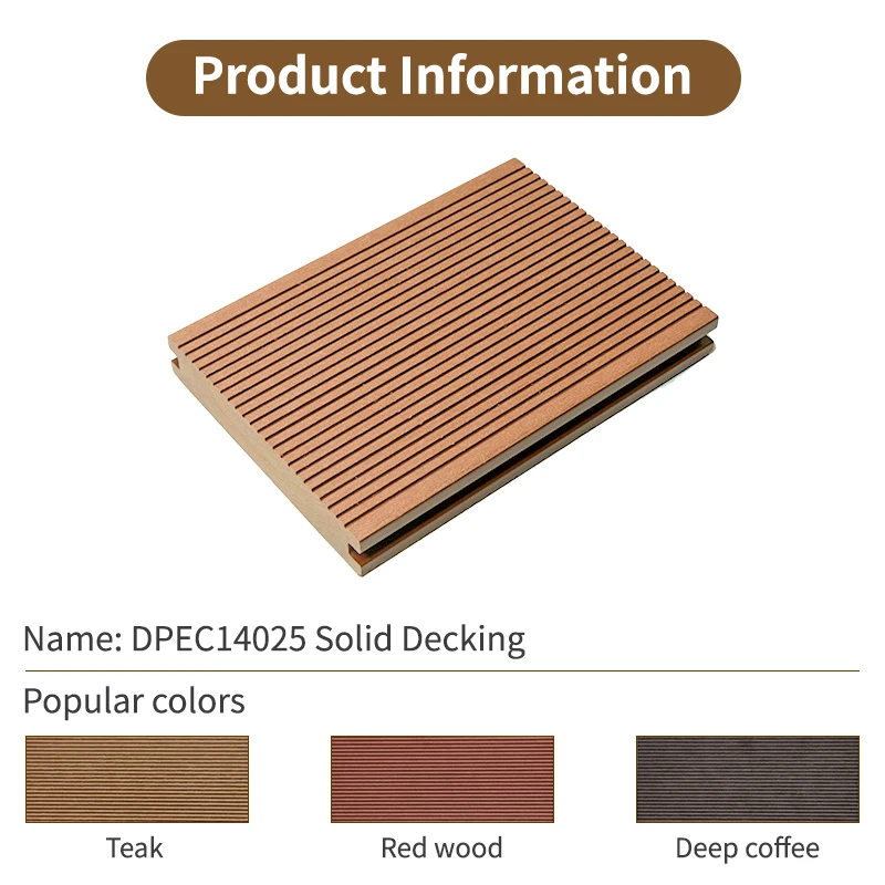 Outdoor Solid Lumber Flooring Wood Plastic Composite Floor WPC Waterproof Decking Outdoor Solid Wood Flooring