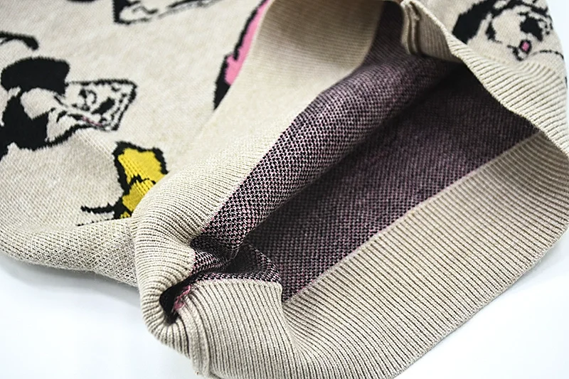 Baby cotton custom  cartoon pattern knit pullover with removable denim collar