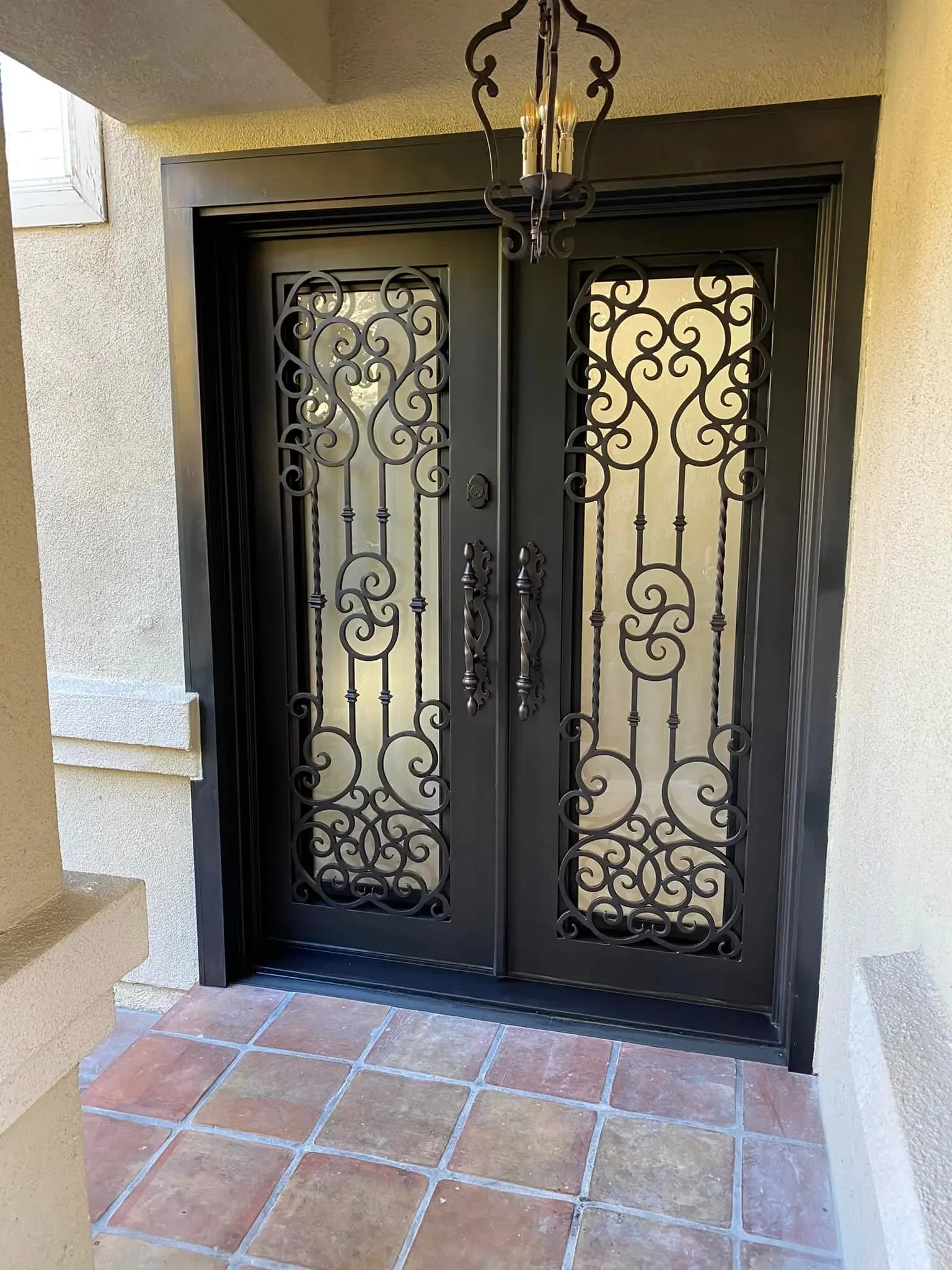 Entrance door iron front door gate design steel grill wrought iron door for home