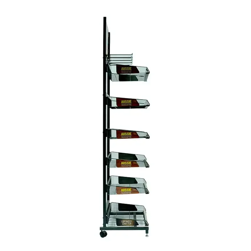 Customized Supermarket Store Wire Snacks Potato Chip Chocolate Grocery Food Biscuit Beef Jerky Stand Metal Shelf Display Rack