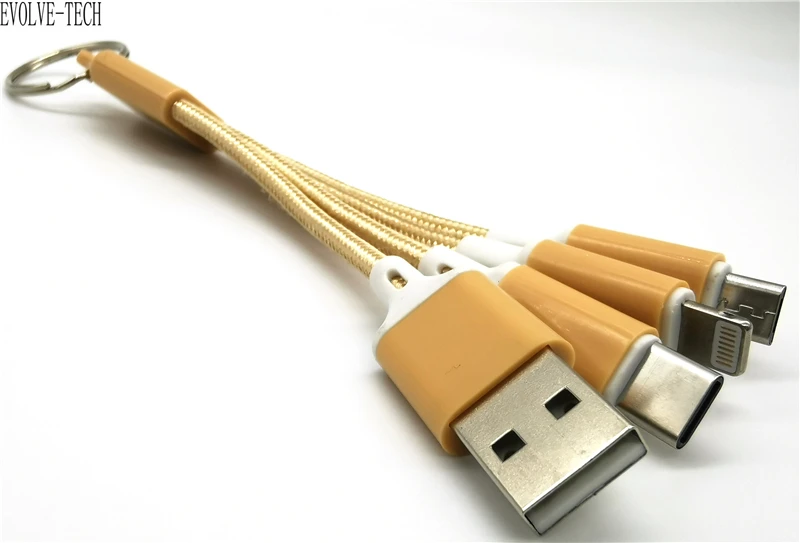  Новинка 2020 зарядное устройство 13 см 2 А брелок usb 3 в 1 портативное для передачи данных usb-кабель мобильного
