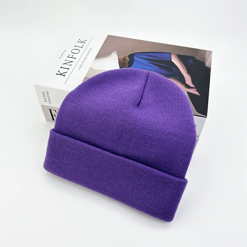 2024 New Street Wear Comfortable Fashion Outdoor Sports Windproof Slouchy Plain Solid Blank Winter Warm Knitted Ski Beanie Hat