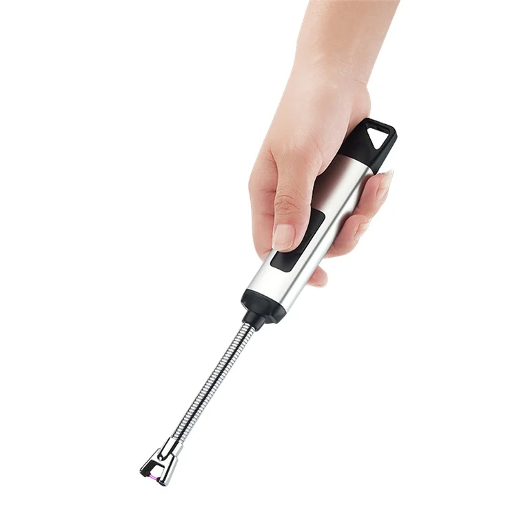 Metal usb arc lighter for candle bbq lighter with bend tube single flame igniter with hook
