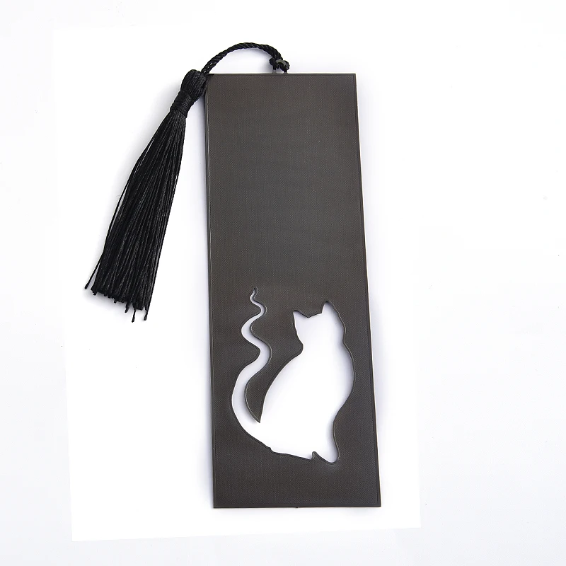 Creative Office Accessories Personalized Tassel Cute Cat Engravable Bookmark