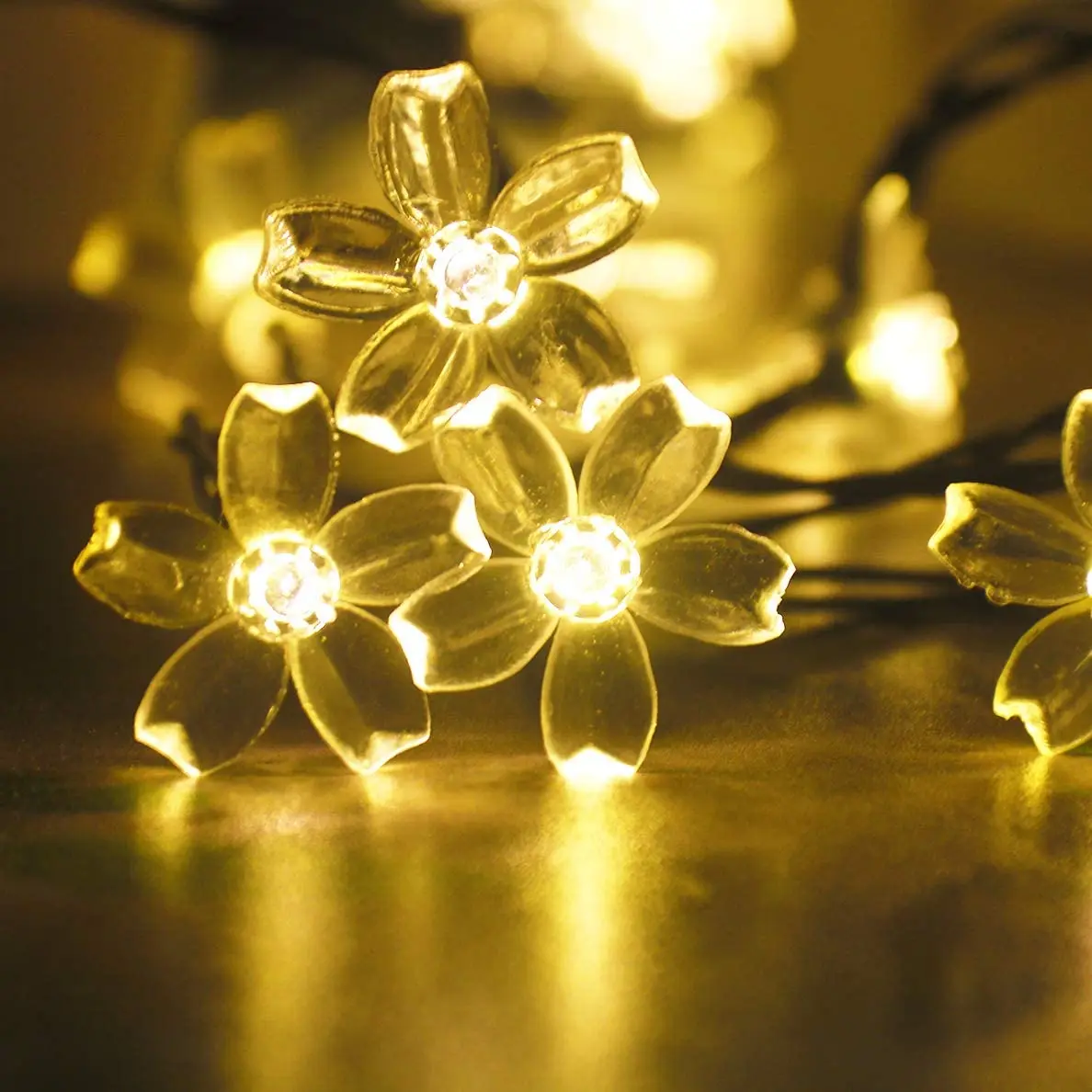 Indoor or Outdoor Solar Flower Led String Fairy Light 50 LED Outdoor Garden Patio Fairy String Light Christmas Garland Light
