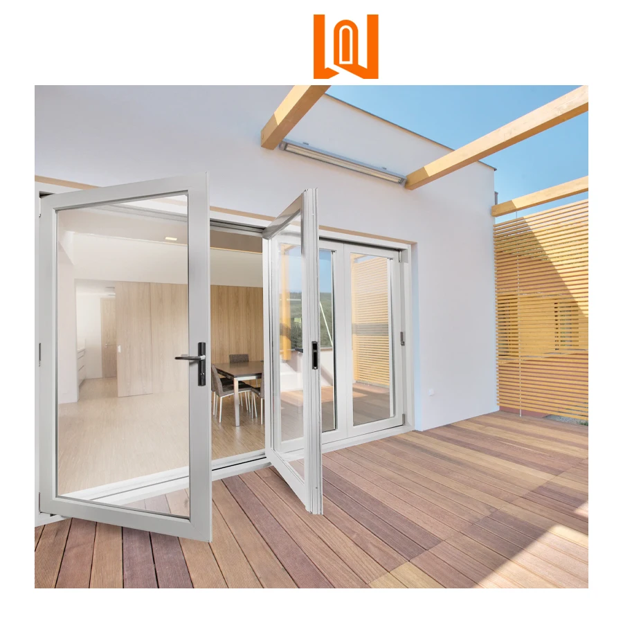 WANJIA factory custom upvc plastic accordion double vinyl folding glass door vinyl bi-fold doors pvc door
