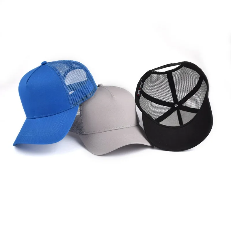 Wholesale Custom Logo  Plain Sport Gorras 5 Panel Trucker Cap Baseball Mesh Trucker Hats
