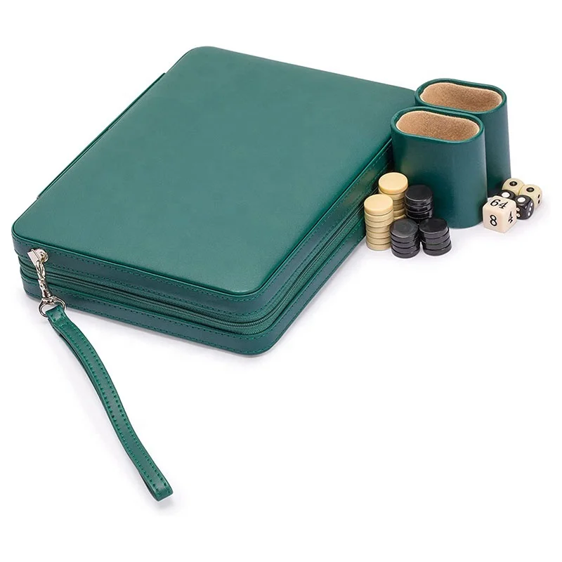 Travel Size Leatherette Case 9-inch backgammon Board Magnetic Checkers Classic Strategy Board Game Set Mini Backgammon