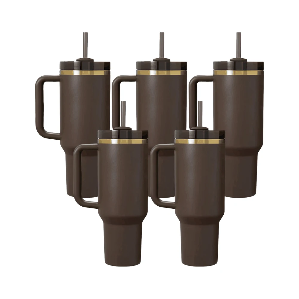 USA Warehouse Cocoa Chocolate Dark Brown Gold Underneath Tumblers H2.0 30oz 40oz Tumbler Laser Engraving