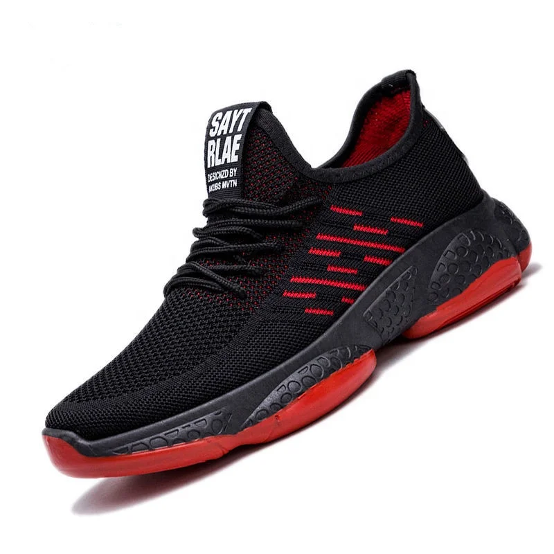 fly woven light sport running men shoes breathable comfort lace-up non-slip man sneakers wholesale shoes