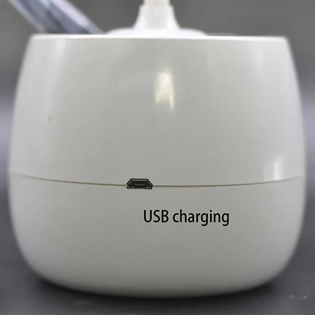 Modern Rechargeable Mini LED Desk Lamp White round Table Lamp with Touch Control Bell Style Phone Pen Holder ROHS Certified