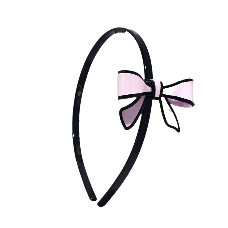 wholesale trendy acetate pvc pink bow headband for girls women fashion hairband accessories plastic hair hoop headband with bows