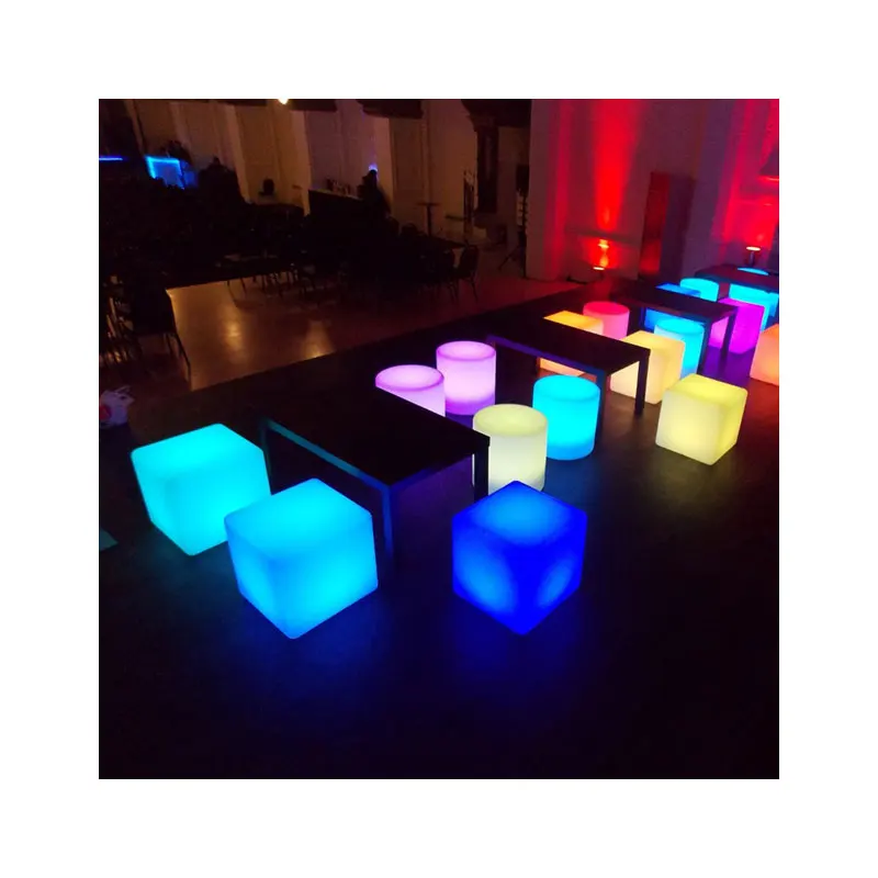 Waterproof Outdoor Bar And Lounge Furniture Rgb Color Changing Plastic 3d Led Glowing Cube Illuminated Dice Chair