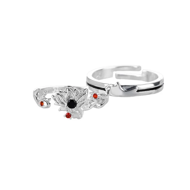 Women Ring Mo Dao Zu Shi Rings Man Lan Wangji Wei Wuxian Fashion Flower Clouds Jewellery Wedding Couples Cute Silver Color Gifts