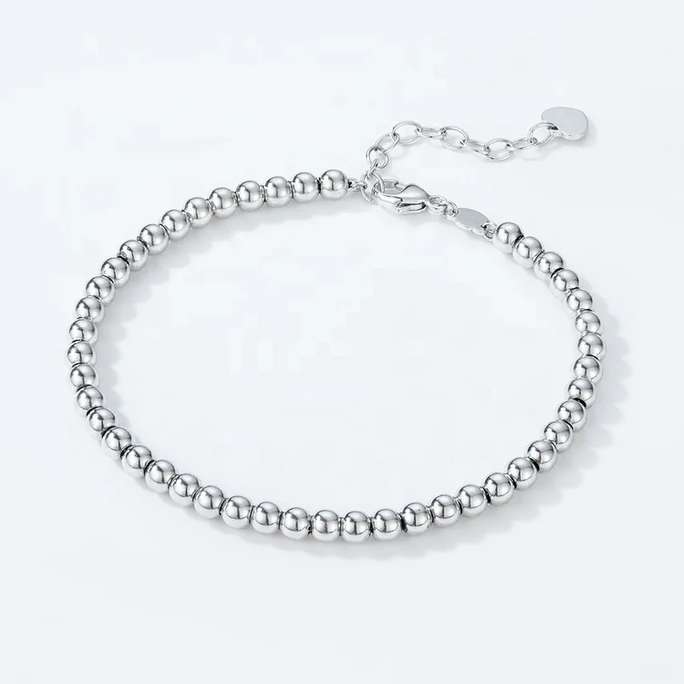 Manufacturer fashion jewelry brass bead bracelet women rhodium plated round bead design bracelets