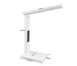 LED Desk Lamp 3Mode Lights Leather Texture USB Folding Reading Table Lamp With temperature Calendar LCD Display DC5V Black/White