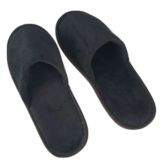 hotel guest slipper  black terry  towel material