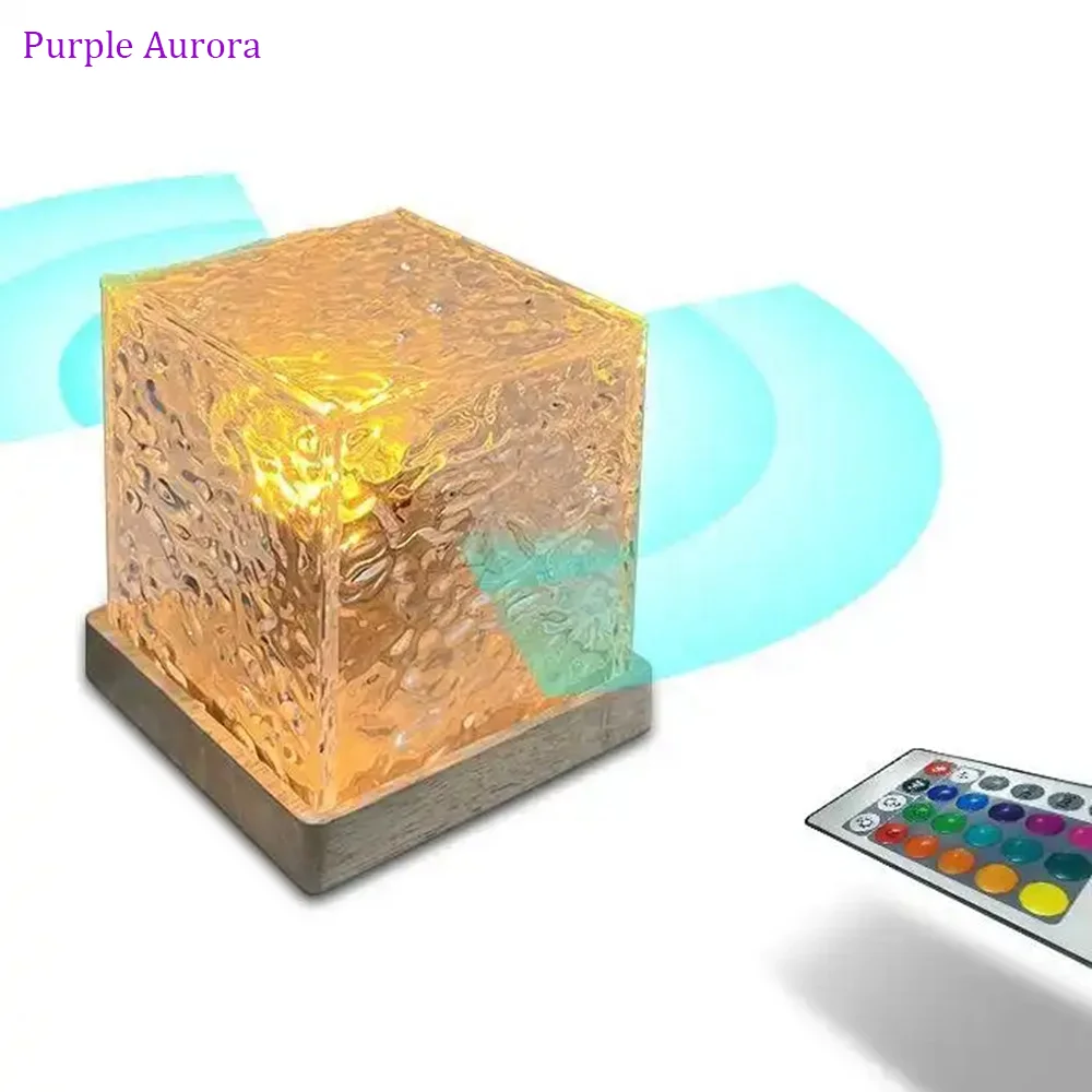 Desk Rotating Water Ripple Pattern Atmosphere Lamp 16 Colors LED Crystal Table Lamp for Decoration Night Light