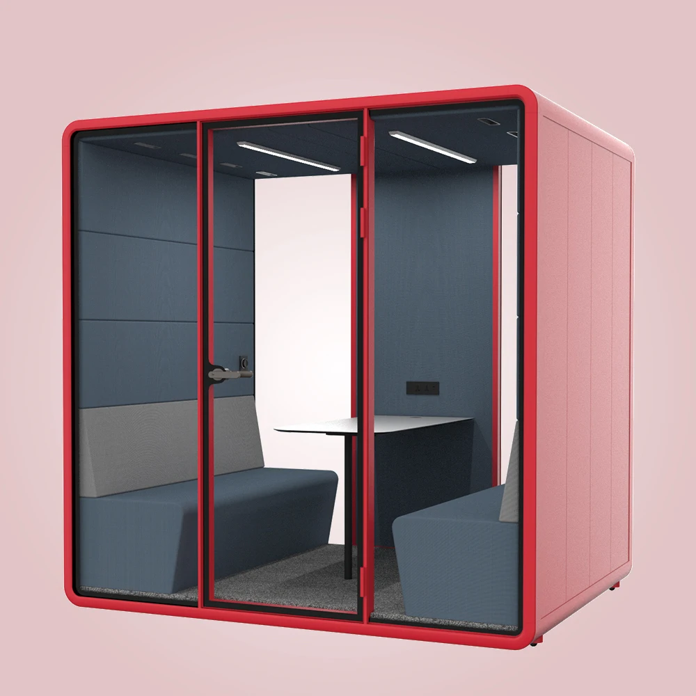 Movable office meeting pod soundproof working pod for 6 people seats