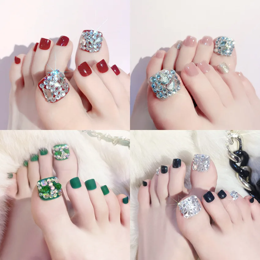 J106 artificial  Wholesale Toenail False Full Cover False Manicure Toe Tips Nail Art Glue Press On Nails