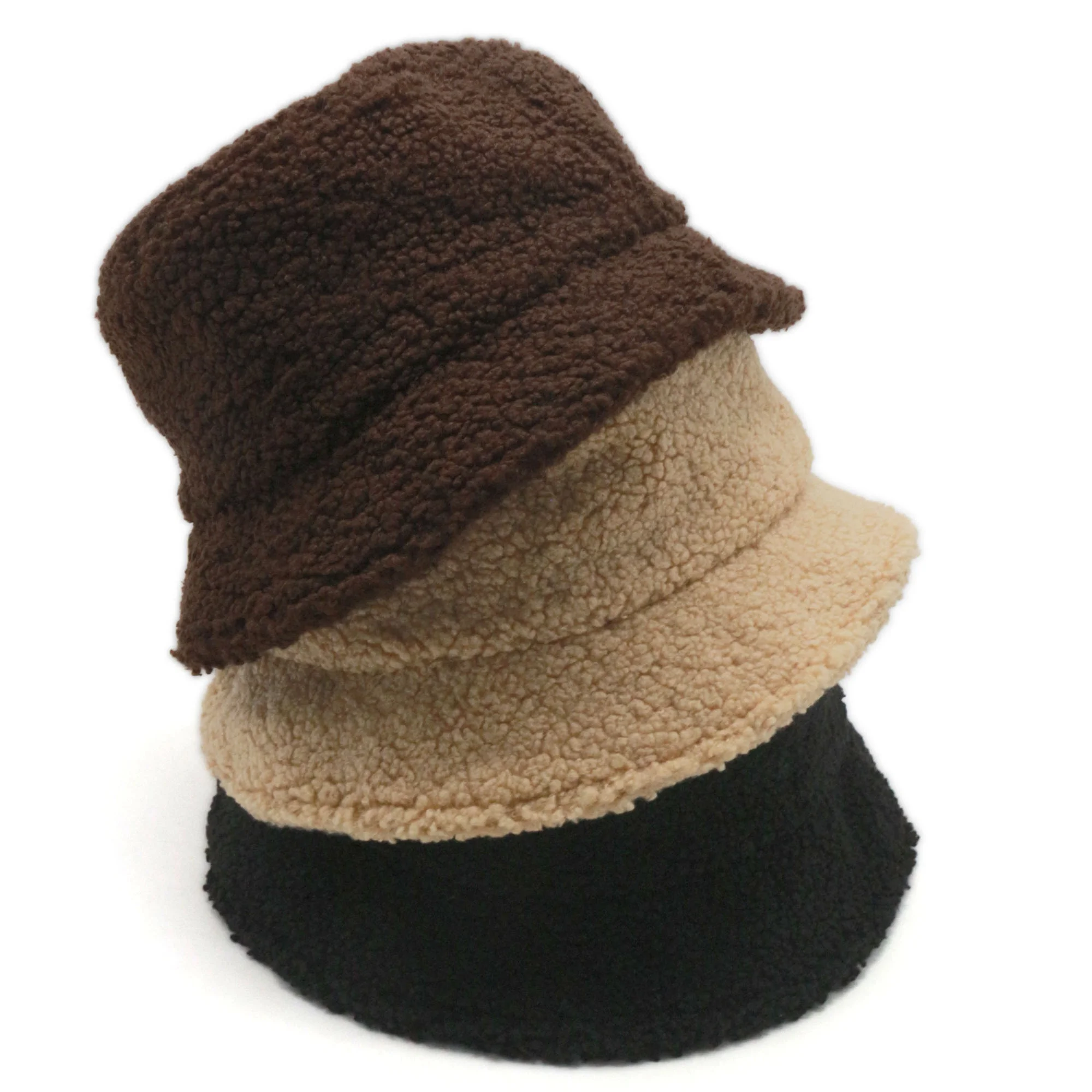 Wholesale alpaca wool warm winter bucket hat with custom  different style logos