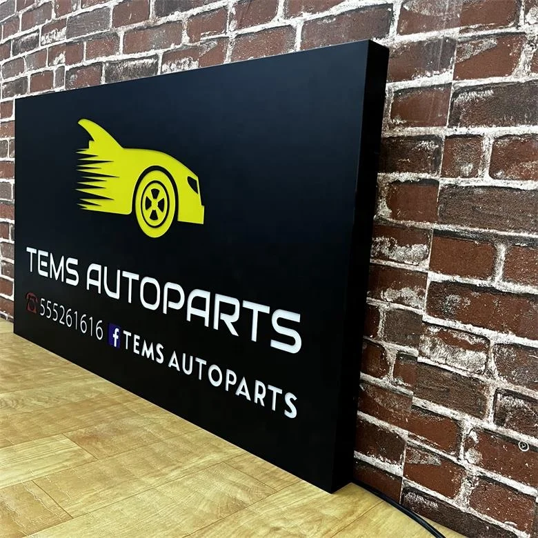 Koncept 24inch Advertising Signs Luminous Light Box Hanging Wall Stainless Steel Hollow Out Backlit Logo Box Light Billboard