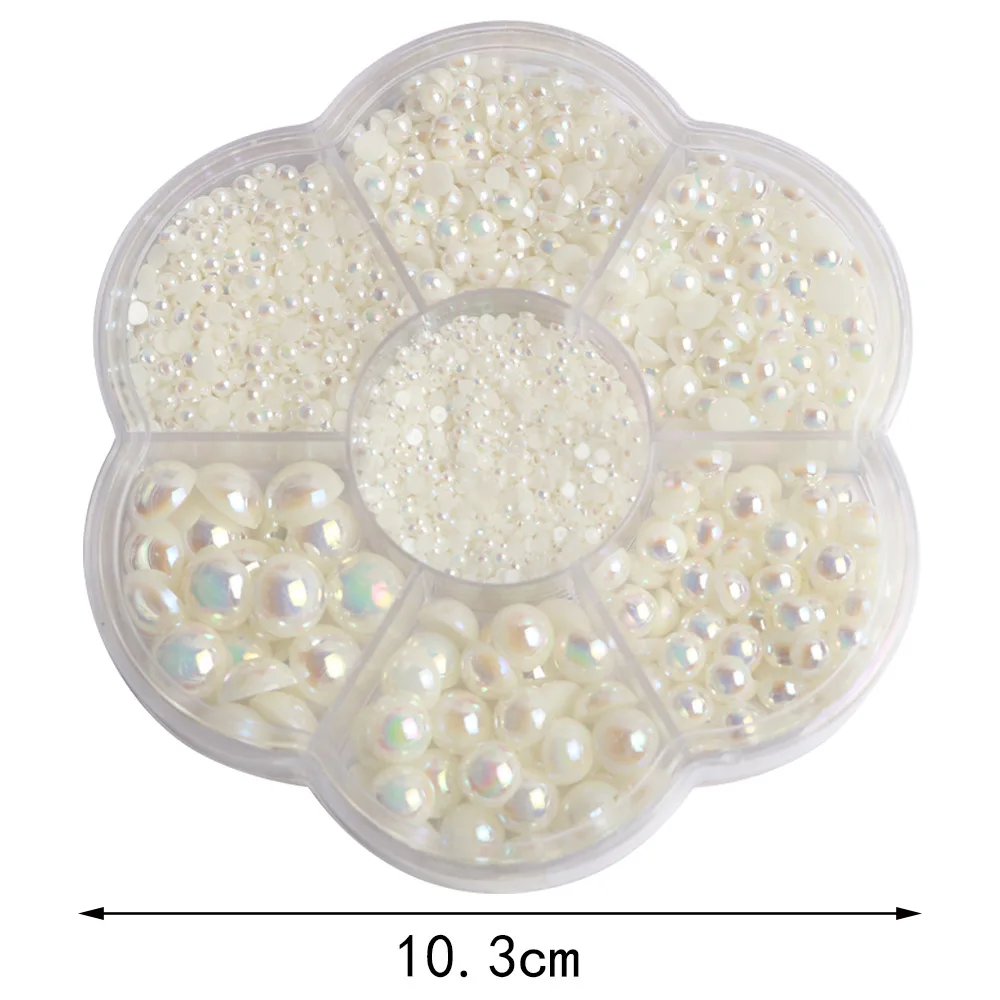 Wholesale Half Round Multi Size Flat Bottom AB Color Pearl Imitation Accessories Headwear Hair Accessories Clothing DIY Diamond