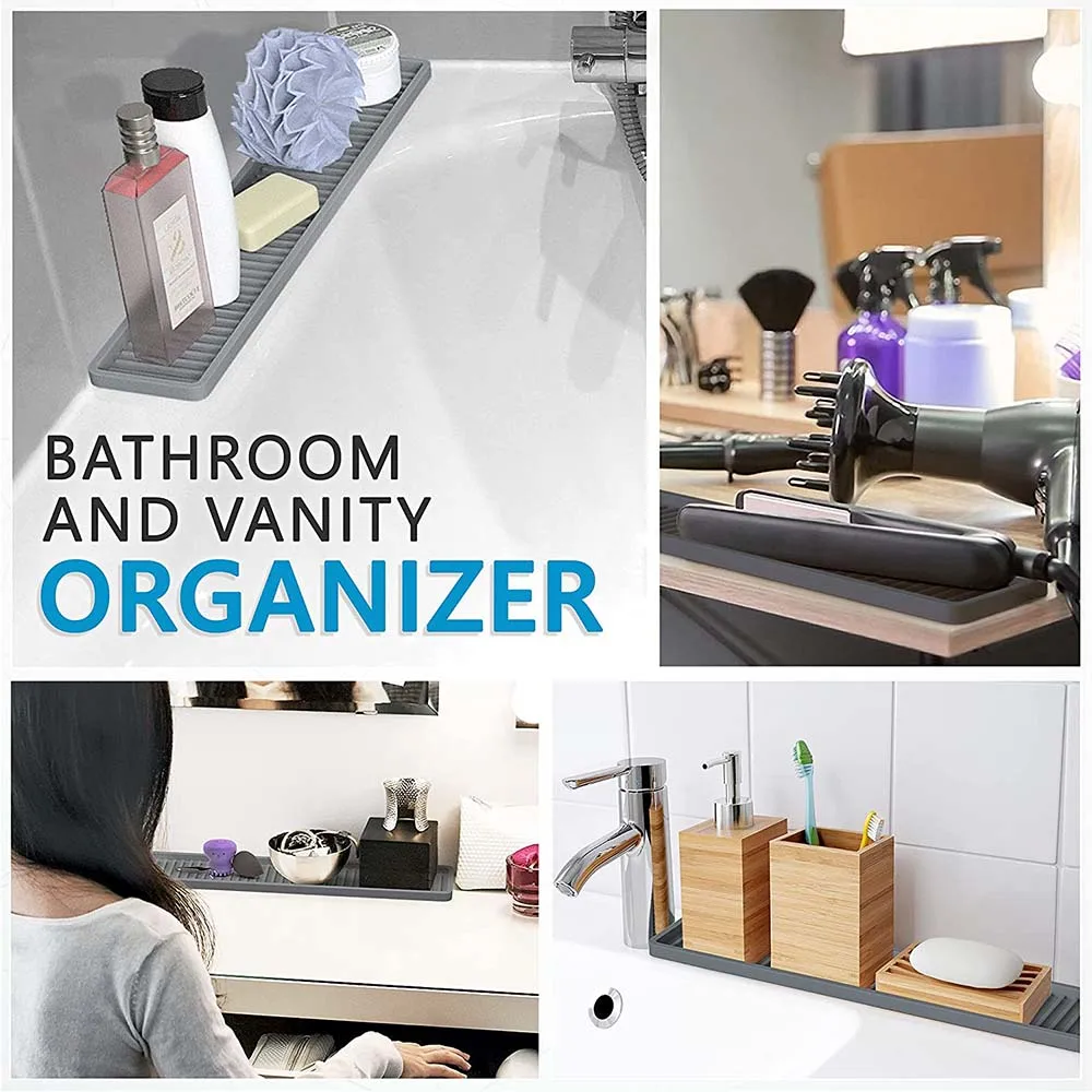 Factory Customization Sponge Holder Countertop Protector Silicone Kitchen Sink Organizer Tray