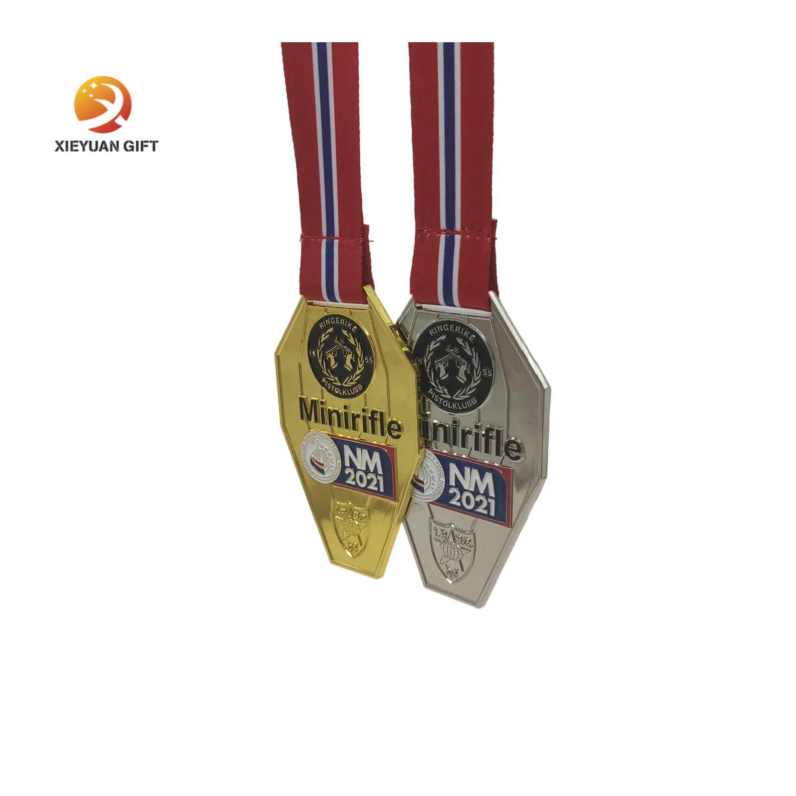 Customized Logo With Ribbon Electroplating Color Printing Alloy Gold Silver Medals Custom Metal Sport Medal