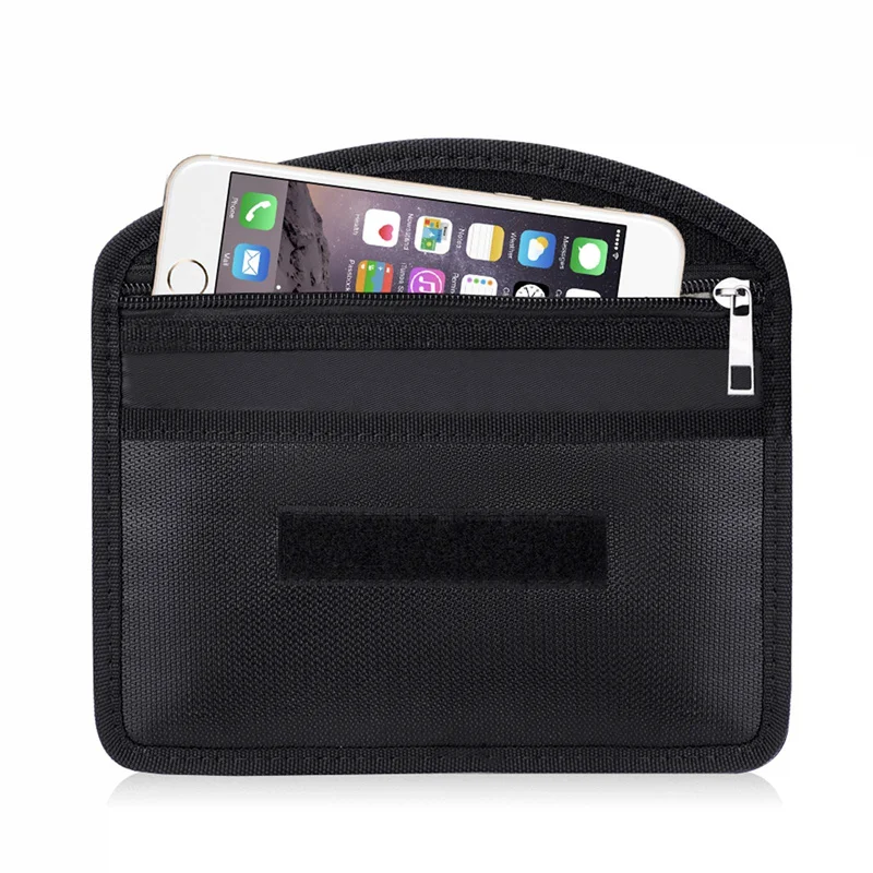 Fireproof Faraday Bag with Zipper RFID Car Key Signal Blocker Wallet Shielding Pouch RFID Protective Case for Cell Phone