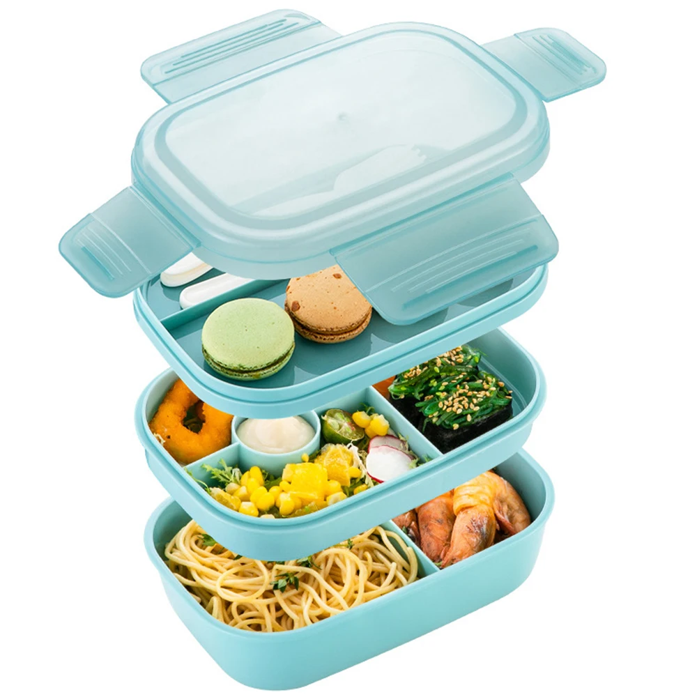 Minimalist Design Utensil Set Tiffin Box Kids LeakProof for Work Picnic Adult Lunch Box 3 Layer Stackable Bento Lunch Containers