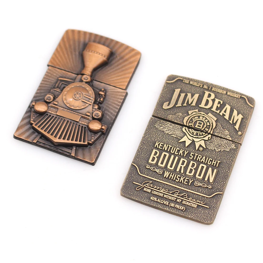 Custom Design Zinc Alloy Embossed 3D Aluminum Sticker Label Metal Plates Badges For Lighter