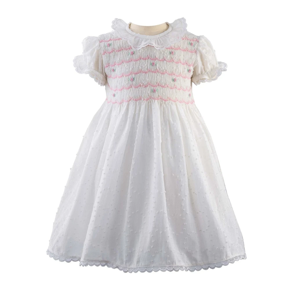 
Luxury High Quality 100% Cotton Traditional English Floral Handsmocked Dress 