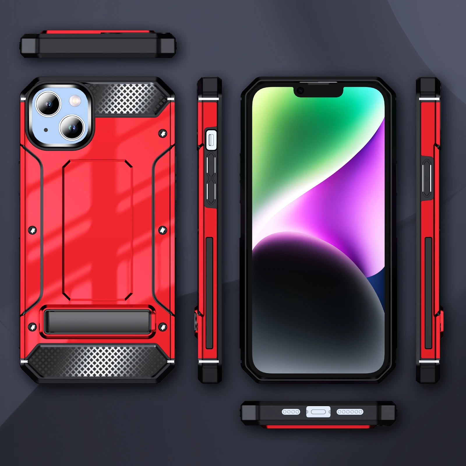 Wholesale Mobile Phone Accessories 2 in 1 Phone Case With Stand For IPhone 14