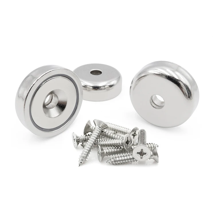Strong Pull Force Cheap Ndfeb Neodymium Cup Pot Magnet With Countersunk Holes Screws