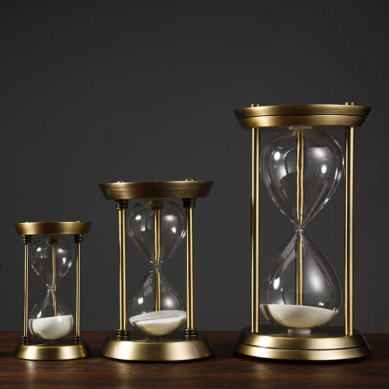 Nordic creative metal hourglass light luxury decoration office bookshelf decoration handicraft hourglass timer